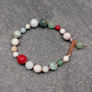 Edelstein Armband Polar, handgeknüpft, gehäkelter Verschluss